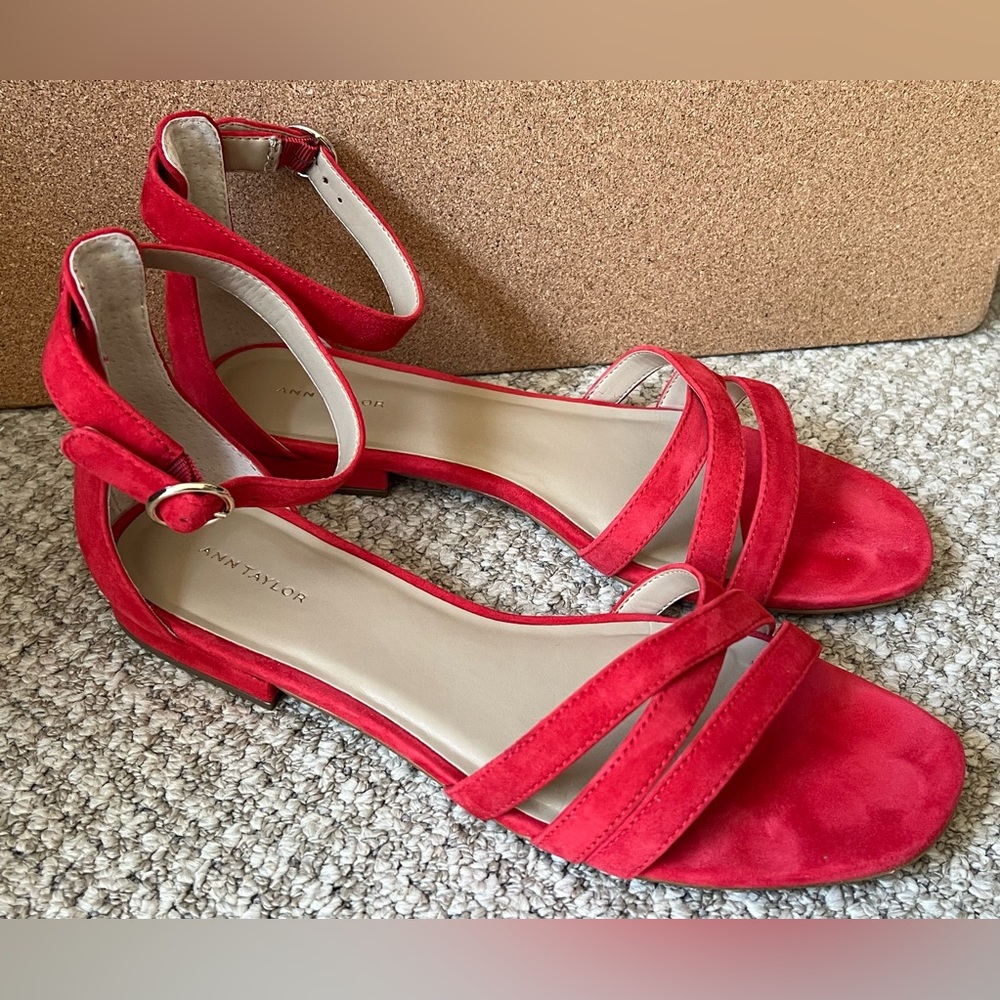 Ann Taylor Women's Red Suede Sandals Size 9